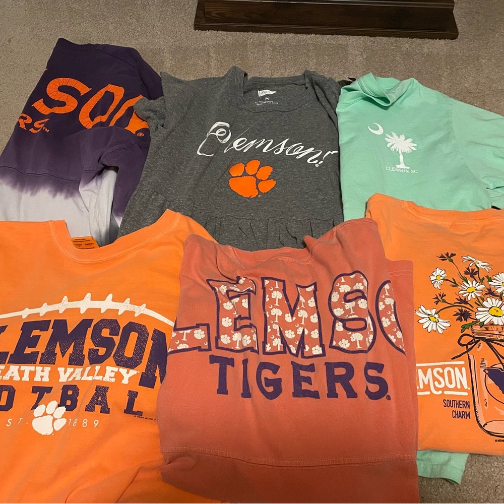 Clemson Shirts. Size medium and small. Bundle together
